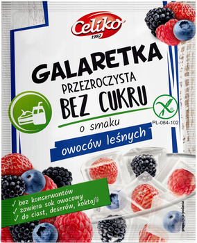 Galaretka Przezroczysta Bez Cukru o Smaku Owoców Leśnych Bezglutenowa (11 szt x 14 g)