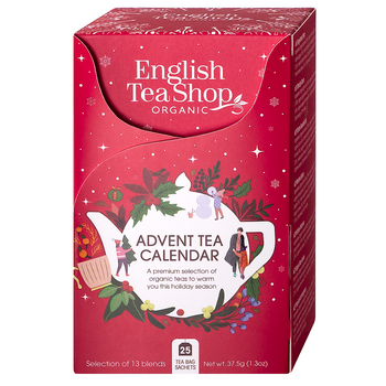 Kalendarz Adwentowy Czerwony (Herbaty i Herbatki) BIO (13 Smaków) (25 x 1,5 g) 37,5 g English Tea Shop Organic (Produkt Sezonowy)