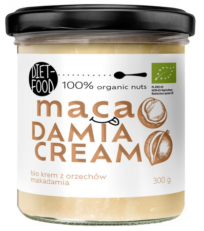 Krem z Orzechów Macadamia Prażonych 100 % BIO 300 g - Diet