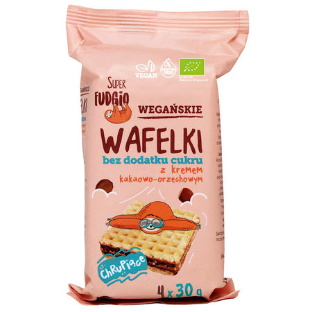 Wafelki z Kremem Kakaowo - Orzechowym Bez Dodatku Cukrów BIO (4 Szt.) (2 szt x 120 g)