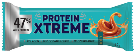 Baton Proteinowy xtreme o Smaku Toffi W Czekoladzie mlecznej Bez Dodatku Cukru 40 g