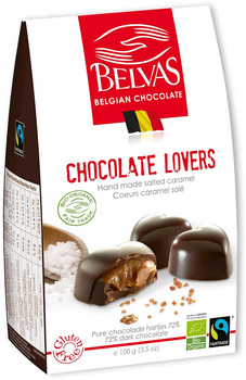 Czekoladki Belgijskie Serca z Karmelem i Solą Morską Fair Trade Bezglutenowe BIO (2 szt x 100 g)