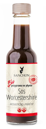 PRZYPRAWA W PŁYNIE WORCESTERSHIRE WEGAŃSKA BEZGLUTENOWA BIO 140 ml - SANCHON