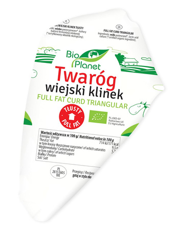 Twaróg Wiejski Klinek Tłusty BIO (Około 0,25 kg)