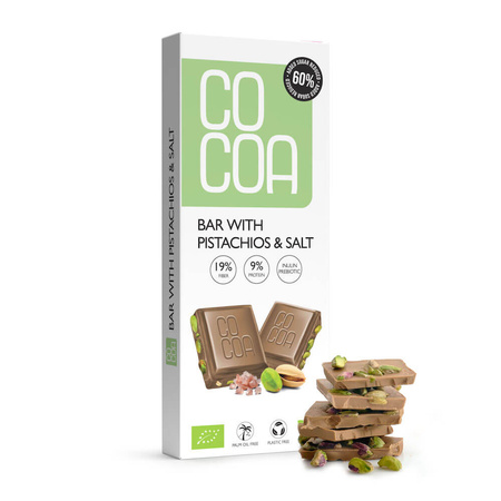 Tabliczka z Pistacjami i Solą 60 % Mniej Cukru BIO (2 szt x 40 g)