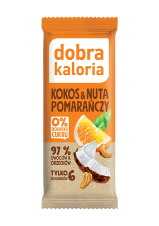 Baton Daktylowy Kokos & Nuta Pomarańczy Bez Dodatku Cukrów 35 g