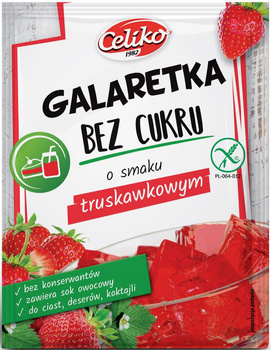 Galaretka Bez Cukru o Smaku Truskawkowym Bezglutenowa (11 szt x 14 g)
