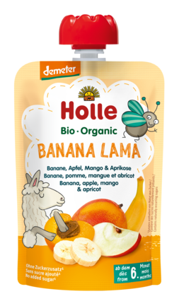 Mus Bananowa Lama (Banan - Jabłko - Mango - Morela) Bez Dodatku Cukrów Od 6 Miesiąca Demeter Bio (4 szt x 100 g)