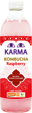 Kombucha o Smaku Malinowym Niska Zawartość Cukrów Fair For Life Demeter BIO (2 szt x 500 ml)
