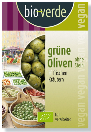 Oliwki Zielone Bez Pestek z Ziołami BIO 150 g - Bio