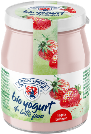 Jogurt Truskawkowy z Mleka Siennego Bezglutenowy BIO  (Słoik) - Sterzing (4 szt x 150 g)