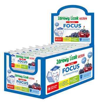 Lizak o Smaku Wiśnia - Jagoda Na Koncentrację Bez Cukru Bezglutenowy (40 szt x 6 g)