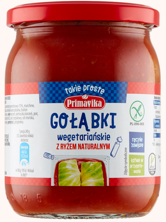 Gołąbki Wegańskie Z Ryżem I Pieczarkami W Sosie Pomidorowym Bezglutenowe (2 szt x 480 g)