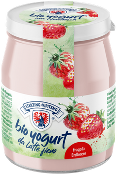 Jogurt Truskawkowy z Mleka Siennego Bezglutenowy BIO  (Słoik) - Sterzing (4 szt x 150 g)