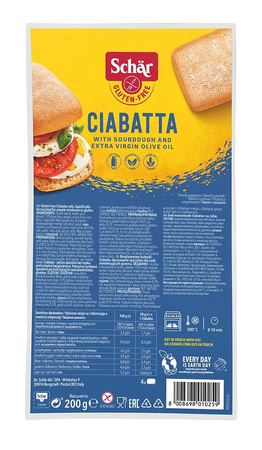 BUŁKI CIABATTA BEZGLUTENOWE (4 x 50 g) 200 g - SCHAR