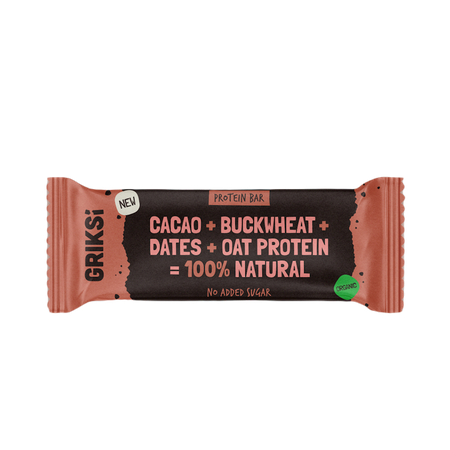 Baton Proteinowy Ze Skiełkowaną gryką i Kakao Raw Bez Dodatku Cukru Bezglutenowy BIO 35 g