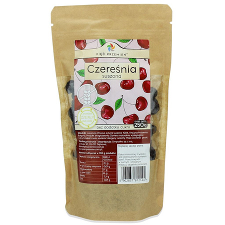 Czereśnia Suszona Bez Dodatku Cukrów Bezglutenowa (2 szt x 250 g)