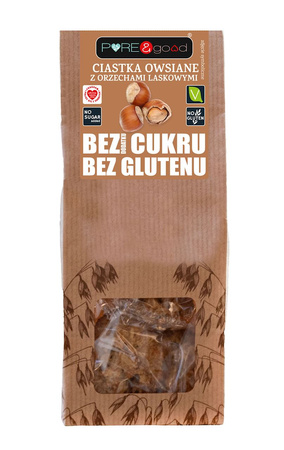 Ciastka owsiane z orzechami Laskowymi Bez Dodatku Cukru Bezglutenowe 150 g