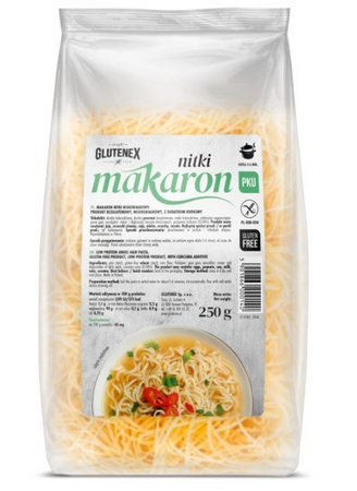 Makaron Nitki Niskobiałkowy Bezglutenowy (2 szt x 250 g)