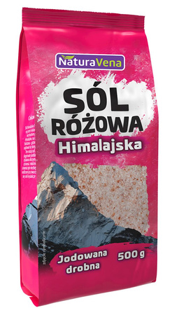 Sól Himalajska Różowa Drobno Mielona Jodowana 500 g