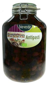 Oliwki Czarne Kalamata Bez Pestek z Ziołami w Oleju BIO 4,55 kg (Słoik) - Bio