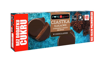 Ciastka Kakaowe z Kremem o Smaku Brownie w Czekoladzie Deserowej Bez Dodatku Cukrów (3 szt x 128 g)