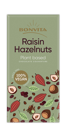 Czekolada Kuwertura z Rodzynkami i Orzechami Laskowymi Fair Trade Bezglutenowa BIO 100 g