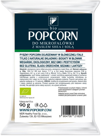Popcorn z Żółtej Kukurydzy z Shea i Solą Do Przygotowania w Mikrofalówce Bezglutenowy BIO (5 szt x 90 g)