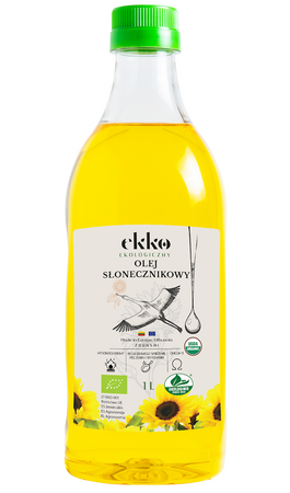 Olej Słonecznikowy Do Gotowania i Smażenia Tłoczony Na Zimno BIO (2 szt x 1 l)