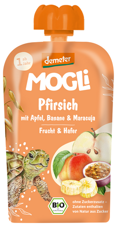 Mus Jabłko - Brzoskwinia - Banan - Marakuja - Owies Bez Dodatku Cukrów Od 1 Roku Demeter BIO (6 szt x 100 g)