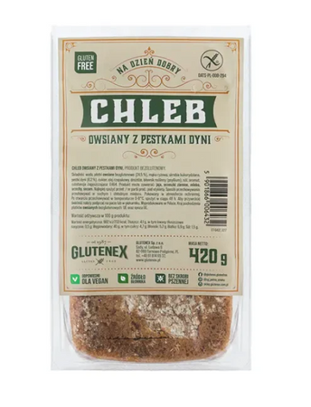 Chleb Owsiany z Pestkami Dyni Bezglutenowy (2 szt x 420 g)