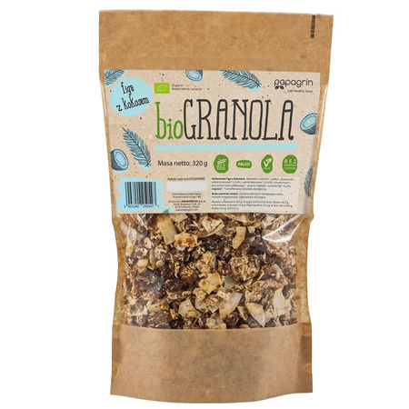 Granola Figa z Kokosem Bez Dodatku Cukrów Bezglutenowa BIO 320 g