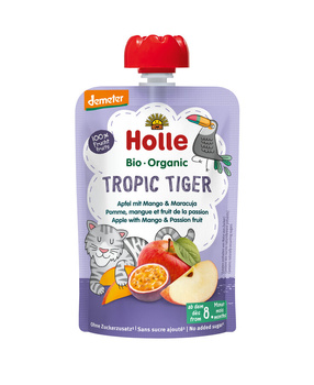 Mus Tropikalny Tygrysek (Jabłko - Mango - Marakuja) Bez Dodatku Cukrów Od 8 Miesiąca Demeter BIO (5 szt x 100 g)