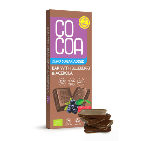 Czekolada Jagodowa z Witaminą C z Aceroli Bez Dodatku Cukrów BIO (2 szt x 40 g)