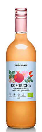 Kombucha Mięta Marokańska, Dzika Róża i Granat BIO 750 ml