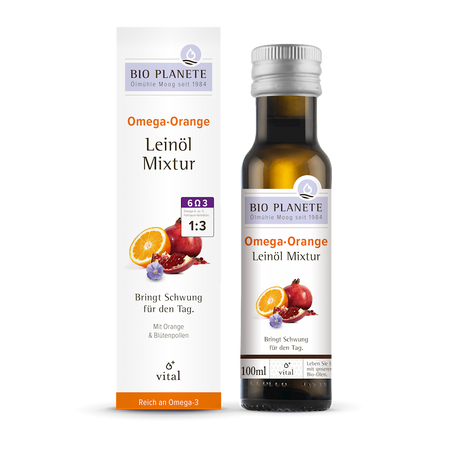 Omega Orange - Mieszanka z Olejem Lnianym (Pyłek Kwiatowy, Pomarańcza) BIO 100 ml