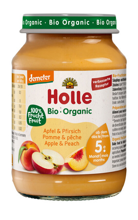 Jabłko - Brzoskwinia Bez Dodatku Cukrów Bezglutenowe Od 5 Miesiąca Demeter BIO  (Słoik) (4 szt x 190 g)