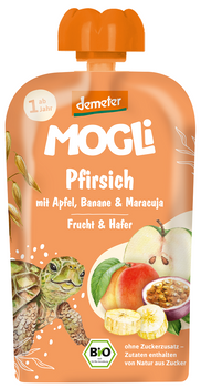Mus Jabłko - Brzoskwinia - Banan - Marakuja - Owies Bez Dodatku Cukrów Od 1 Roku Demeter BIO (6 szt x 100 g)