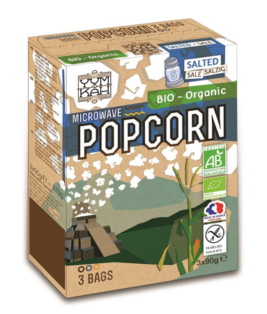 Popcorn Z Solą Do Przygotowania W Mikrofalówce Bezglutenowy Bio (3 X 90 G) (4 szt x 270 g)