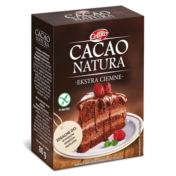 Kakao w Proszku o Obniżonej Zawartości Tłuszczu Ekstra Ciemne Bezglutenowe (4 szt x 80 g)