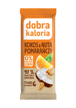 Baton Daktylowy Kokos & Nuta Pomarańczy Bez Dodatku Cukrów (10 szt x 35 g)