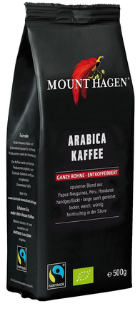 Kawa Ziarnista Bezkofeinowa Arabica 100 % Fair Trade BIO 500 g