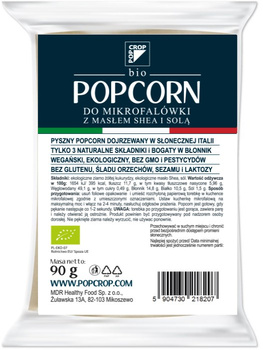Popcorn z Żółtej Kukurydzy z Shea i Solą Do Przygotowania w Mikrofalówce Bezglutenowy BIO (5 szt x 90 g)