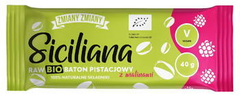 Baton Pistacjowy z Malinami Siciliana Raw Bezglutenowy BIO (5 szt x 40 g)