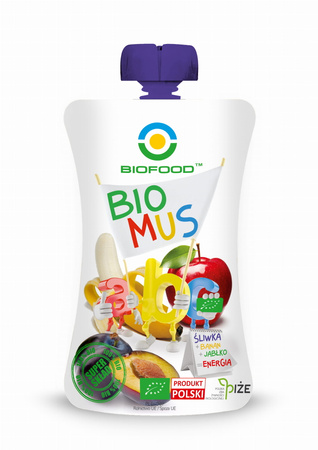 Mus Śliwkowo - Bananowo - Jabłkowy Bezglutenowy BIO 90 g