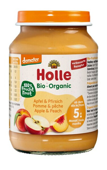 Jabłko - Brzoskwinia Bez Dodatku Cukrów Bezglutenowe Od 5 Miesiąca Demeter BIO (Słoik) (4 szt x 190 g)
