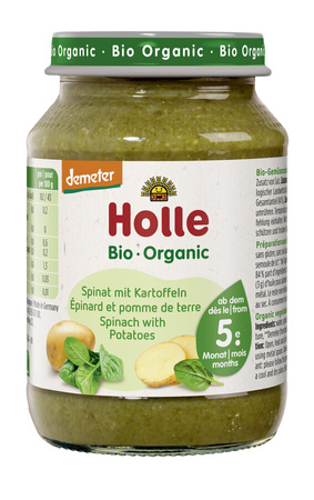 Szpinak z Ziemniakiem Bez Dodatku Cukrów Bezglutenowy Od 5 Miesiąca Demeter BIO  (Słoik) (4 szt x 190 g)