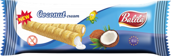 Rurki Kukurydziane z Kremem o Smaku Kokosowym Bezglutenowe (24 szt x 18 g)