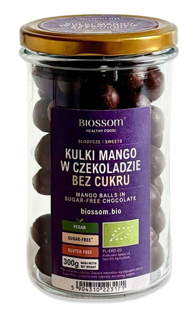 Kulki Mango W Czekoladzie Bez Dodatku Cukru Bezglutenowe BIO 300 g