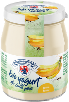 Jogurt Bananowy z Mleka Siennego Bezglutenowy BIO  (Słoik) - Sterzing (4 szt x 150 g)